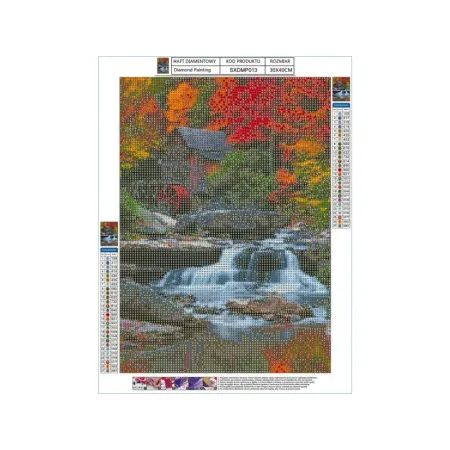 Haft Diamentowy, Obraz, Mozaika Diamentowa Diamond Painting, LEŚNY POTOK 30x40cm-1646378