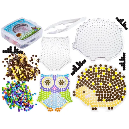 Koraliki Do Prasowania Szablony Sowa, Jeżyk, Zestaw 2000 Elementów, Prasowanka, Kuferek