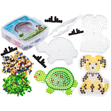 Koraliki Do Prasowania Szablony Piesek, Żółwik, Zestaw 2000 Elementów, Prasowanka, Kuferek