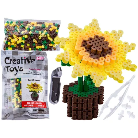 Koraliki do prasowania Wersja 3D, Szablon Kwiatek SŁONECZNIK, Saszetka, Prasowanka