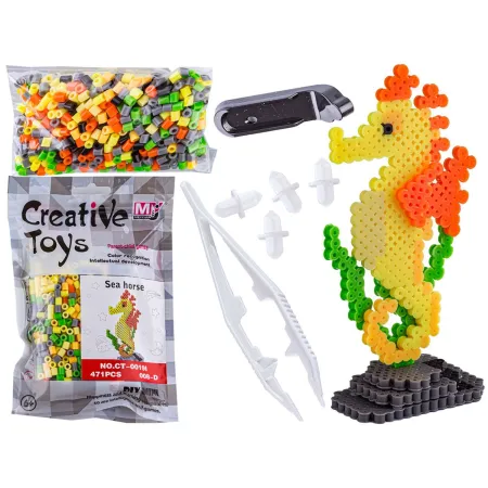 Koraliki do prasowania Wersja 3D, Szablon KONIK MORSKI, Saszetka, Prasowanka