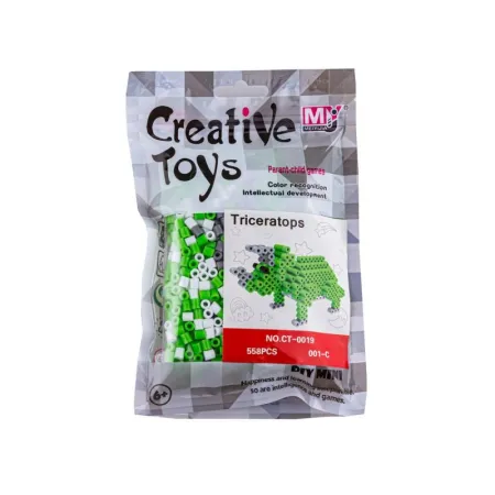 Koraliki do prasowania Wersja 3D, TRICERATOPS, DINOZAUR, Saszetka, Prasowanka-1646910