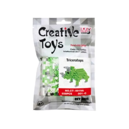 Koraliki do prasowania Wersja 3D, TRICERATOPS, DINOZAUR, Saszetka, Prasowanka-1646917