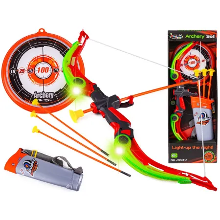 Zestaw Łuczniczy, Łuk Świecący W Ciemności + Akcesoria, Strzały, Tarcza