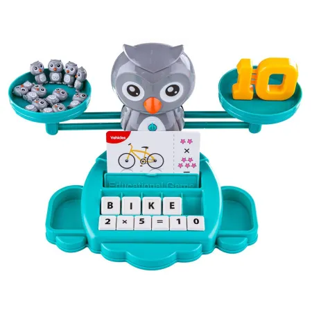 Gra Nauka Liczenia Oraz Angielskiego Fiszki - Równoważnia Waga Szalkowa Sówka Sowa - Owl Balance-1646990