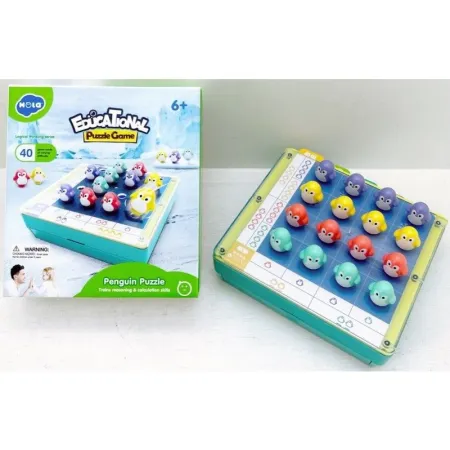Gra Sudoku, Edukacyjne Puzzle, Klocki, Logiczna Układanka Pingwiny-1647151