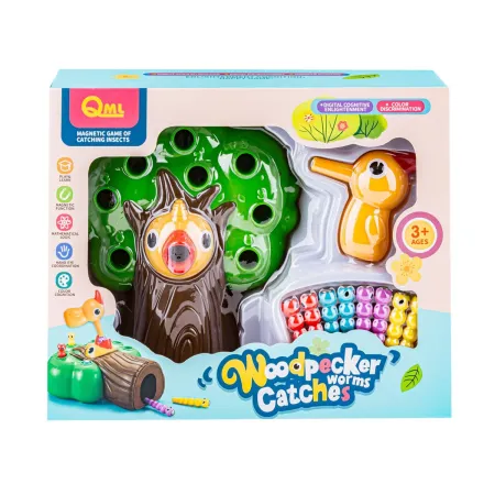 Gra zręcznościowa, Magnetyczny Dzięcioł I Robaczki - DRZEWKO Złap Robaczka  NOWA WERSJA-1647355