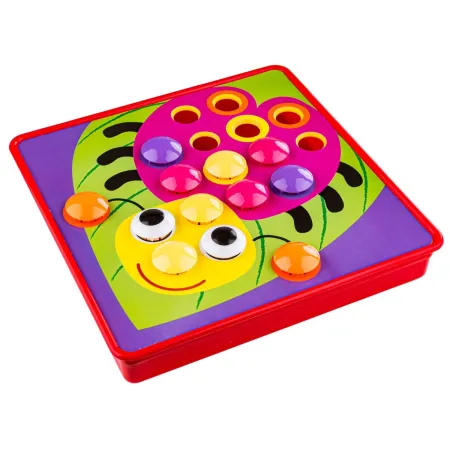 Edukacyjna Guzikowa Układanka, Puzzle, Mozaika, Plansze + Kolorowe Guziczki Klocki-1647362