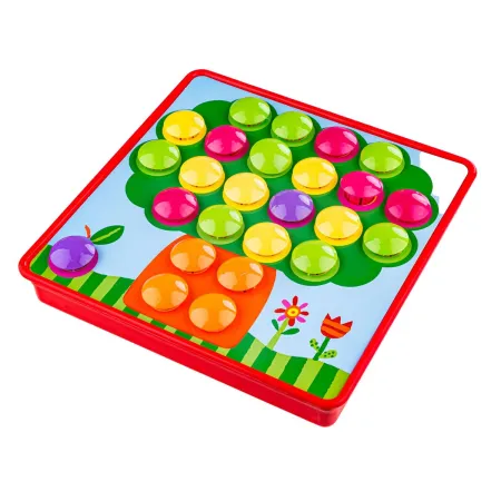 Edukacyjna Guzikowa Układanka, Puzzle, Mozaika, Plansze + Kolorowe Guziczki Klocki-1647363