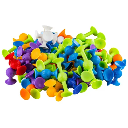 Klocki Konstrukcyjne, Kolorowe DUŻE XXL Przyssawki, Wesołe Buźki 76 Sztuk-1647683