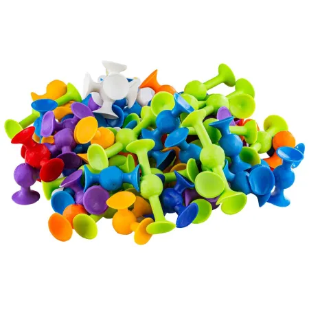 Klocki Konstrukcyjne, Kolorowe Przyssawki, Wesołe Buźki 96 Sztuk-1647704