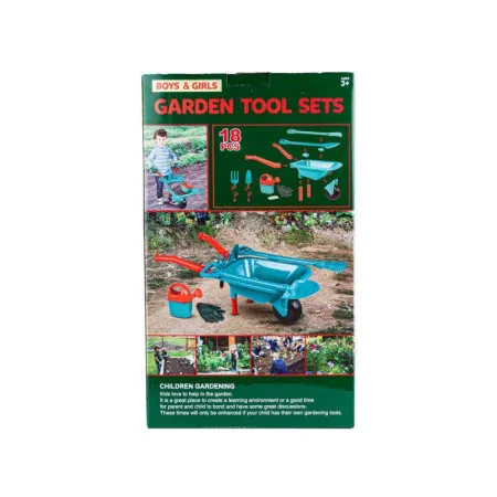 Zestaw Narzędzi Ogrodowych Dla Dzieci Taczka + Akcesoria 18 Elementów Grabki Łopata Konewka-1647729