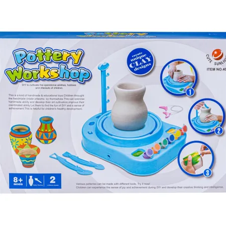 Koło Garncarskie RÓŻOWE - Mały Artysta - farbki, masa, koło, narzędzia-1647738