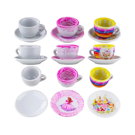 Porcelanowy Zestaw Do Malowania, Filiżanki, Imbryk, Farby + Akcesoria DIY 21 Elementów-1647822