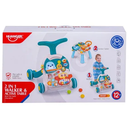 Chodzik, Pchacz, Stolik Edukacyjny 2w1 Koszykówka Niebieski Przecena 2