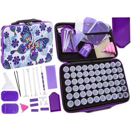 Akcesoria Haft Diamentowy, KOLOROWE ETUI + 60 Pojemników + Akcesoria Zestaw Do Diamond Painting