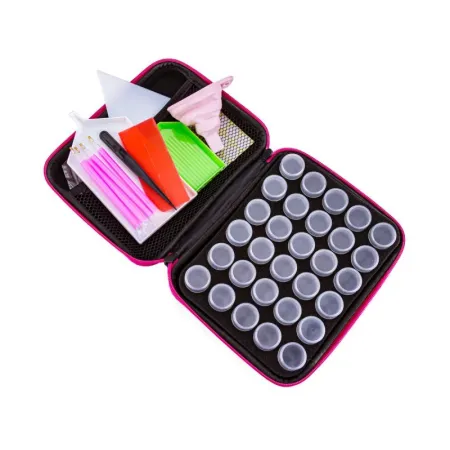 Akcesoria Haft Diamentowy, KOLOROWE ETUI + 30 Pojemników + Akcesoria Zestaw Do Diamond Painting-1648068