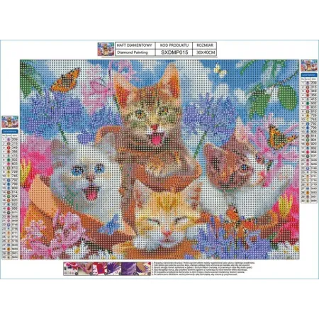 Haft Diamentowy, Obraz, Mozaika Diamentowa Diamond Painting, 4 KOTKI 40x30cm-1648071