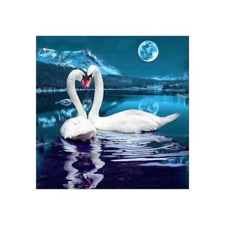 Haft Diamentowy, Obraz, Mozaika Diamentowa Diamond Painting, DWA ŁABĘDZIE 30x30cm