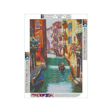 Haft Diamentowy, Obraz, Mozaika Diamentowa Diamond Painting, KANAŁ W WENECJI 30x40cm-1648127