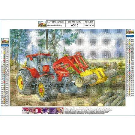 Haft Diamentowy, Obraz, Mozaika Diamentowa Diamond Painting, TRAKTOR Z CHWYTAKIEM 35x25cm-1648151
