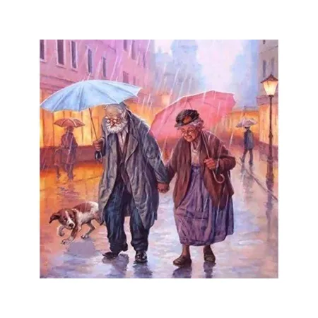 Haft Diamentowy, Obraz, Mozaika Diamentowa Diamond Painting, SPACER W DESZCZU 30x30cm