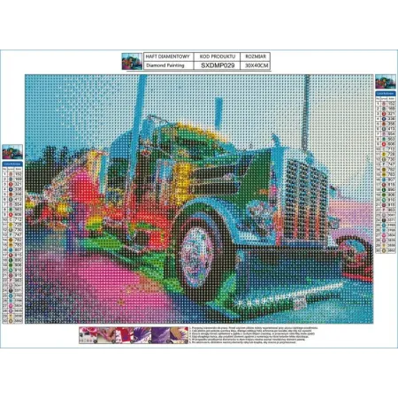 Haft Diamentowy, Obraz, Mozaika Diamentowa Diamond Painting, AMERYKAŃSKA CIĘŻARÓWKA 40x30cm-1648187
