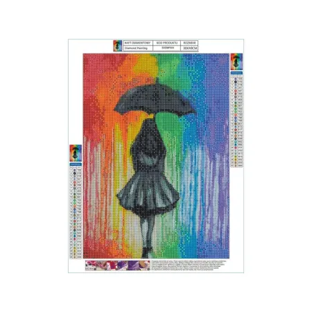 Haft Diamentowy, Obraz, Mozaika Diamentowa Diamond Painting, POSTAĆ W KOLOROWYM DESZCZU 30x40cm-1648195