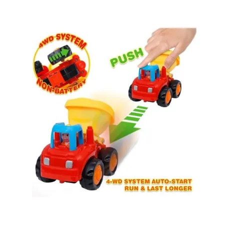 Zestaw 4 Pojazdów Z Napędem, Pojazdy Budowlane, Traktor, Koparka, Wywrotka, Betoniarka-1648480