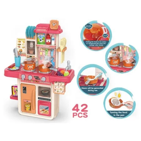 Multifunkcyjna Kuchnia Z Lodówką I Płytą Gazową, RÓŻOWA 42el. Przecena 3-1648568