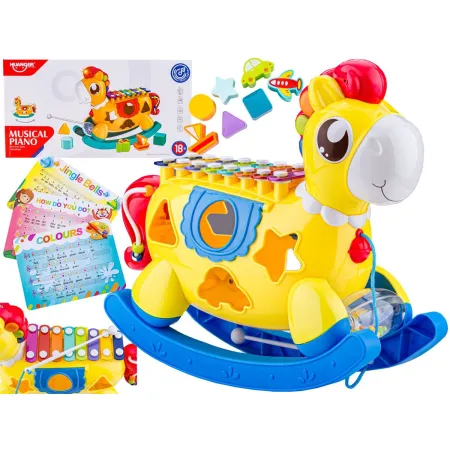 Edukacyjny Konik Na Biegunach Interaktywny Sorter, Cymbałki, Klocki, Melodie