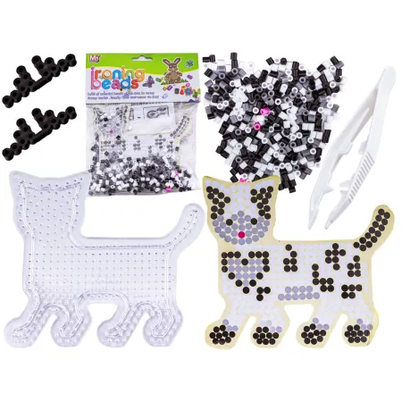 Koraliki do prasowania, Prasowanka, Szablon, Saszetka ŁACIATY KOTEK, PSTROKATY KOT