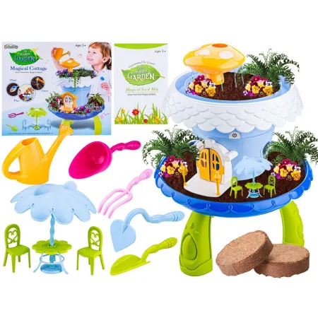 NIEBIESKI Zestaw Małego Ogrodnika UPRAWA Nawilżacz do roślin, Domek Dla Lalek, Doniczka Na Rośliny