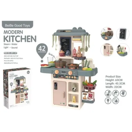 Multifunkcyjna Kuchnia Z Lodówką I Płytą Gazową, Beżowo-Szara Przecena 5-1649095