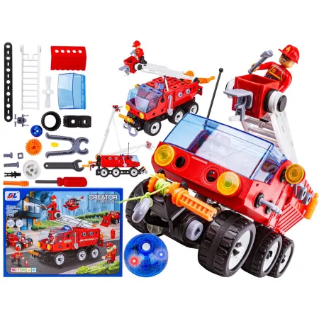 Klocki Konstrukcyjne STRAŻ POŻARNA 159 El. Pojazdy Ratunkowe, Ciężarówka, Helikopter, Auto Do Rozkręcania I Skręcania 7w1