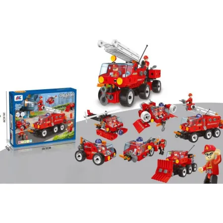 Klocki Konstrukcyjne STRAŻ POŻARNA 159 El. Pojazdy Ratunkowe, Ciężarówka, Helikopter, Auto Do Rozkręcania I Skręc