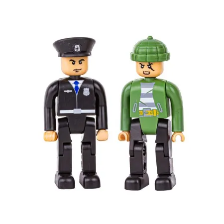 Klocki Konstrukcyjne 161 El. POLICJA, ZESTAW POLICYJNY, Motocykl, Ponton, Samochód Do Rozkręcania I Skręcania 8w1-164