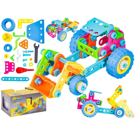 Kolorowe	Klocki Elastyczne, Konstrukcyjne 118 El., Koparka, Traktor, Pojazdy Budowlane Do Rozkręcania I Skręcania