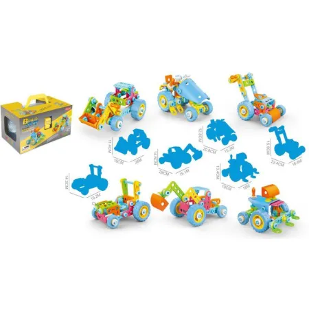 Kolorowe	Klocki Elastyczne, Konstrukcyjne 118 El., Koparka, Traktor, Pojazdy Budowlane Do Rozkręcania I Skręcania-1649