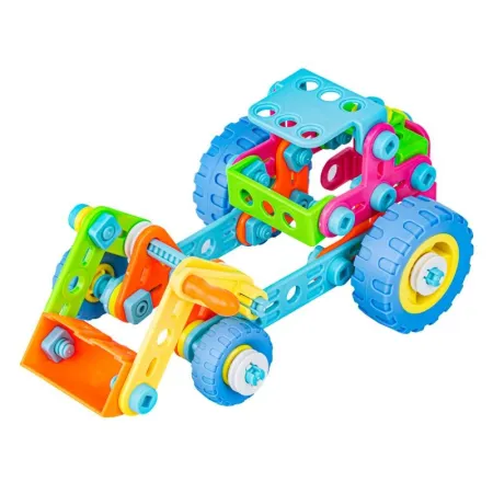 Kolorowe	Klocki Elastyczne, Konstrukcyjne 118 El., Koparka, Traktor, Pojazdy Budowlane Do Rozkręcania I Skręcania-1649
