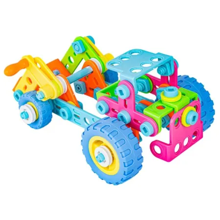 Kolorowe	Klocki Elastyczne, Konstrukcyjne 118 El., Koparka, Traktor, Pojazdy Budowlane Do Rozkręcania I Skręcania-1649