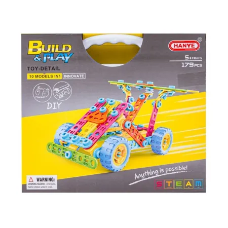 Kolorowe Klocki Konstrukcyjne 179 El. Pojazdy, Wieża, Motocykl, Auto, Odrzutowiec, Samolot Do Rozkręcania I Skręcania