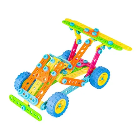 Kolorowe Klocki Konstrukcyjne 179 El. Pojazdy, Wieża, Motocykl, Auto, Odrzutowiec, Samolot Do Rozkręcania I Skręcania
