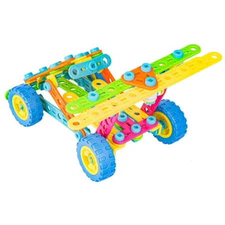 Kolorowe Klocki Konstrukcyjne 179 El. Pojazdy, Wieża, Motocykl, Auto, Odrzutowiec, Samolot Do Rozkręcania I Skręcania