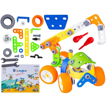 Klocki Konstrukcyjne, Elastyczne 167 El. Pojazdy Budowlane, Auto, Wyścigówka, Samolot, Robot Do Rozkręcania I Skręcania 10w1