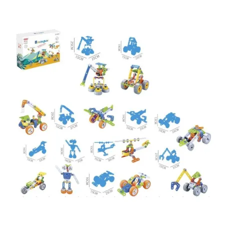 Klocki Konstrukcyjne, Elastyczne 167 El. Pojazdy Budowlane, Auto, Wyścigówka, Samolot, Robot Do Rozkręcania I Skręca