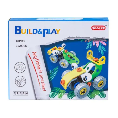 Klocki Elastyczne, Konstrukcyjne 48 El. Samochód, Auto, Wyścigówka Do Rozkręcania I Skręcania 2w1-1649408