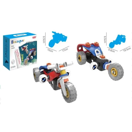 Klocki Elastyczne, Konstrukcyjne 40 El. Motocykl, Trójkołowy Pojazd Do Rozkręcania I Skręcania 2w1-1649415