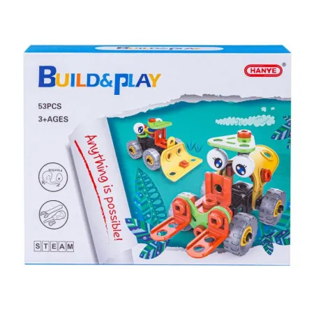 Klocki Elastyczne, Konstrukcyjne 53 El. Pojazdy Budowlane, Wózek Widłowy, Spychacz Do Rozkręcania I Skręcania 2w1-16