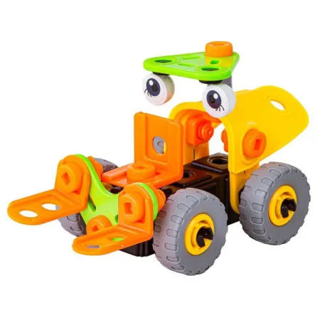 Klocki Elastyczne, Konstrukcyjne 53 El. Pojazdy Budowlane, Wózek Widłowy, Spychacz Do Rozkręcania I Skręcania 2w1-16